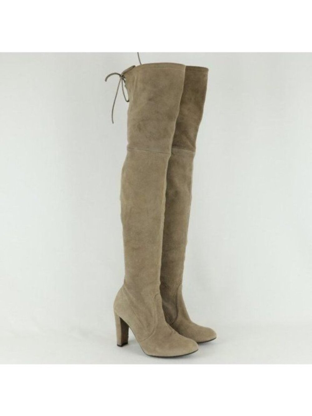 Stuart Weitzman Highland Women's Size 6.5 Taupe Over The Knee Heeled Boots